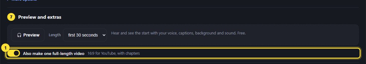 The Also make one full-length video checkbox highlighted.